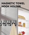 Magnetic Towel Hook Holder Set For Refrigerator And Kitchen Super Strong Magnets Keep Towels Secure Stainless Steel Dish Rag Hanger