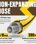 50 Ft Five Eighth Inch Heavy Duty Built To Last Garden Hose With Nozzle Flexible Lightweight Kink Resistant Hybrid Hose With Swivel Handle Durable Anti Burst Outer Layer High Pressure Ready Includes Male To Female Fittings, 5/8 inch cutaway
