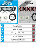 Comparison of Upgraded 4392067RC Dryer Repair Kit with WPW10314173 Drum Roller, 661570V Belt, 279640 Idler Pulley, 279640 Dryer Idler