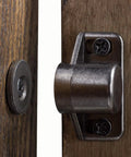 Beefed Up 4 Pack Magnetic Cabinet Door Catches With Neodymium Magnets, Heavy Duty Cabinet Latches, Black Gun Metal Finish installed