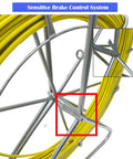 Sensitive brake control system on 6mm 130m Fiberglass Fish Tape With Steel Reel Stand And Brake, 425ft Wire Pulling Rod For Electrical Ducts.