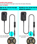 12V 2A DC Power Supply With Inline On Off Switch No Fuss Toggle For Under Cabinet Lighting And Bedside LED Strips 24W Max Output Easy Reach Control From Any Outlet, black adapter with cord