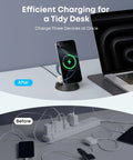 Before and after using MagSafe 15W Wireless Charger Dock For iPhone 17 16 15 14, Apple Watch And AirPods, 3-In-1 MagGo Nano Charging Stand