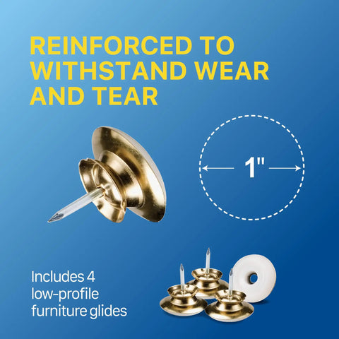1 Inch Round Nail-On Swivel Furniture Glides For Wood Tables And Chairs On Carpet Easy Glide Low Friction Protective Swivel Sliders Set Of 4 Brass Finish