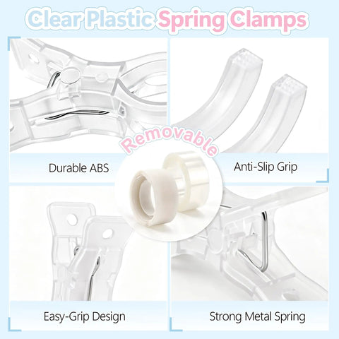 Top Notch Balloon Arch Kit With 10 Clear Spring Clamps And Everything You Need Plus 100 Long Balloons, Tape Strip, And Adhesive Dots For Epic Party Decor Make Your Next Bash A Total Banger. Clear ABS spring clamps with metal spring and anti-slip grip