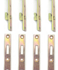 Premium Heavy Duty Steel Bed Rail Fasteners Set Of Four Mortise Bed Frame Brackets With Quick Release Hardware displayed in pairs.