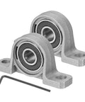 Rugged Workhorse Pillow Block Bearing Three Eighths Inch Bore Vertical Zinc Alloy Steel Mounted Flange Self Aligning Insert Bearing Housing Set Of 2 KP000, two bearings and hex key