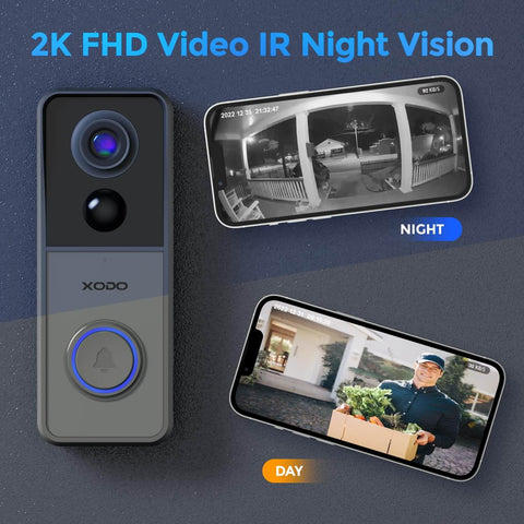 3MP 2K Wireless Video Doorbell With Chime Porch Cam Works With Alexa And Google Assistant PIR Motion Alerts Night Vision