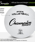 Rubber Volleyball Official Size For Indoor And Outdoor Play Durable Regulation Ball For Beginners To Pros Premium White