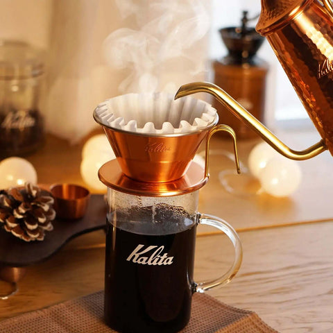 Copper Coffee Dripper TSUBAME WDC-185 For Two To Four Folks Pour Over Cone With Wave Filter 185 Compatibility