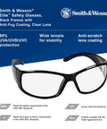 Top Shelf 12 Pack Anti Fog Safety Glasses With Clear Lens And Black Frame Lightweight Unisex Impact Resistant Eye Protection Shooters Swear By For The Range And Workshop, shown with a focus on style and lens clarity.