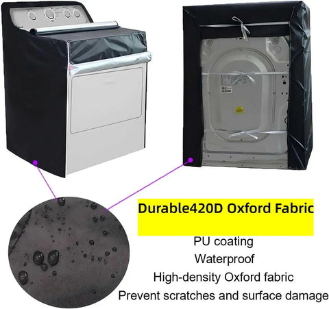 2 Pack Waterproof Washer And Dryer Covers For Front Load Machines With Zipper Design Easy To Use Dustproof Black 420D Oxford Fabric