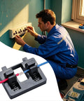 Compact Wire Soldering Clamp Holds Cables Tight For Precise Welding Jobs, Heat Resistant Electric Tool in use during wire installation.