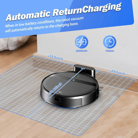 Ultra Slim 2.8 Inch Robot Vacuum And Mop That Runs Quiet At 65 Decibel No Tangle Design Smart 3D Obstacle Avoidance 2 Hour