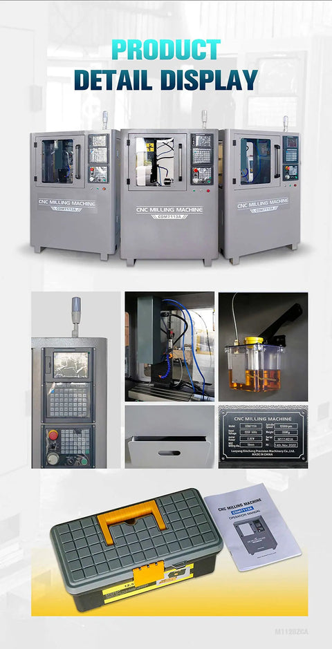 Product display of Super Fast 12000RPM 3 Axis CNC Milling Machine with Engraving Function for home DIY projects, accessories shown.
