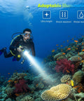 Diver using 2 Pack IPX8 Waterproof Diving Flashlight Rechargeable Scuba Light With 3 Modes over coral reef underwater