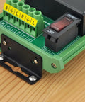 Close-up of Two Channel IoT Relay Outlet Module for Smart Home Projects with Built In 10 Amp Relays, AC 120V Control on wooden surface