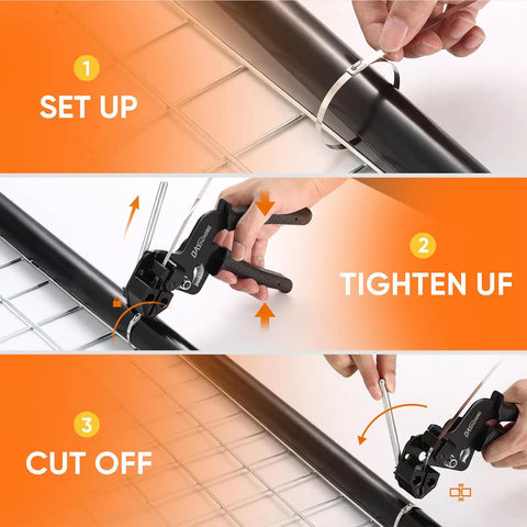 Steps to use Beefy 304 Stainless Steel Cable Tie Gun Kit With 100 Heavy Duty Zip Ties And 11.8 Inch Metal Ties, UV Resistant