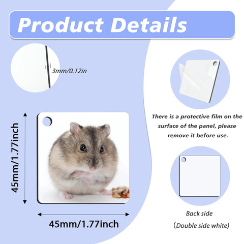 Bulk Sublimation Keychain Blanks Set For Heat Press DIY Projects Double Sided MDF product details with size and thickness.