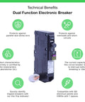 QO120DFC 20 Amp Single Pole Dual Function CAFCI And GFCI Circuit Breaker For QO Load Centers Plug On Design 120 Volt Safety