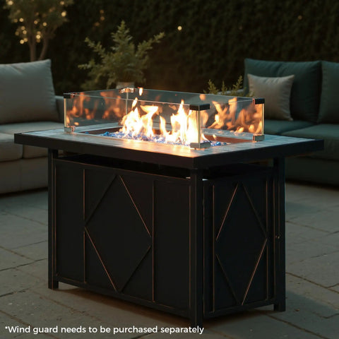 42 Inch Propane Fire Pit Table With Ceramic Top 2 In 1 Fire Table Turns Any Patio Into A Cozy Lounge Black Outdoor Gas Firepit