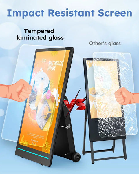 Impact resistant comparison of 55 Inch Outdoor Mobile Digital Signage Display IP65 Waterproof Advertising Kiosk screens.