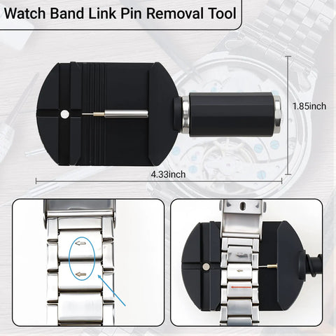 Watch Link Removal Kit 19 In 1 For Strap Length Adjustment At Home Diy Gear With Removal Tool Hammer Cleaning Cloth Spare Needle And User Manual
