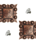 One And Half Inch Antiqued Copper Square Berry Concho With Quarter Inch Chicago Screw Fasteners Leather Craft Tack Saddle Hardware Western Accent Project Kit Two Piece Set Premium Durable Alloy decorative square conchos with screws.