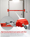 Heavy Duty Adjustable Door Security Bar For Outswing Doors 32 To 42 Inches Anti Theft Barricade Lock installed on door