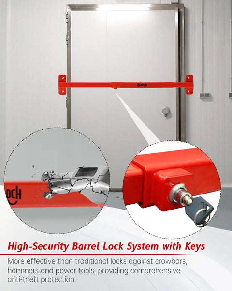 Heavy Duty Adjustable Door Security Bar For Outswing Doors 32 To 42 Inches Anti Theft Barricade Lock installed on door