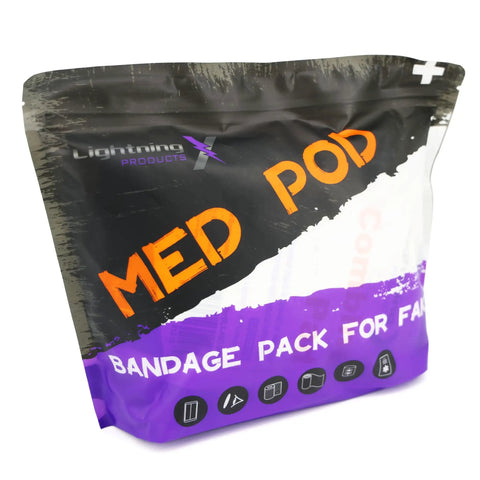 Front view of New Improved EMS EMT Bandage And Gauze Refill Kit For First Responders with trauma pads and guide