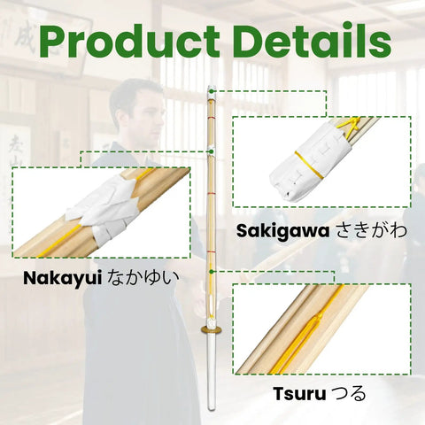 Set Of 2 Cosplay Swords 47 Inch Handmade Bamboo Practice Props Nakayui Sakigawa Tsuru Details