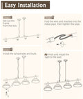 Diagram of easy installation steps for Four Light Pool Table Light For Seven And Eight Foot Tables 48 Inch Modern Billiard Hanging Lamp