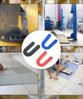 Heavy Duty Vehicle Lift Leveling Shim Kit With Grippy Polyethylene Wedges, showing black, red, blue wedges.