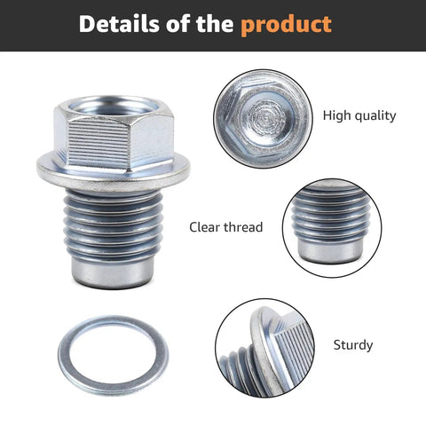 Two Pack Oil Drain Plug Kit With Crush Washer Gasket 32195AA021 803916010 For Forester 2017 2025 Crosstrek 2016 2025 Ascent 2019 2025 Replacement Parts close-up