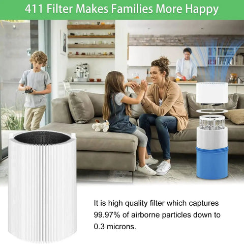 Replacement Air Filters For Blueair Blue Pure 411 411 Plus Auto Mini with activated carbon, family setting, clean air.