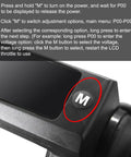 Close-up of throttle grip with 'M' button for electric bikes and scooters, featuring LED display and key knock security.