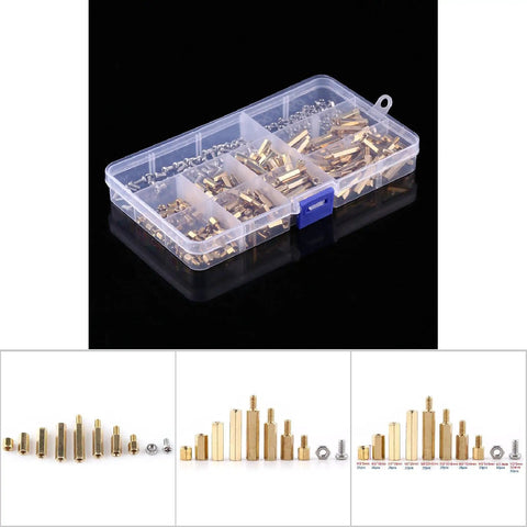 Brass M2 M3 Standoff Assortment Kit For DIY Friendly Motherboard PCB Spacers And Circuit Board Hardware With Female To Female And Female To Male Standoffs Screws Nuts And Spacers in resealable box