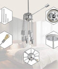 Sputnik Chandelier Light Fixture Chrome Finish With Eight To Twelve Lights Modern Industrial Ceiling Pendant in bedroom