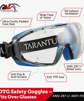 OTG Safety Goggles Over Glasses With Anti Fog And Anti Scratch UV380 Lenses, ANSI Z87.1 Plus High Impact Eye Protection