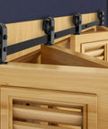 Heavy Duty Bi Folding Sliding Barn Door Hardware Track Kit Fits Four 15 Inch Closet Pantry Or Laundry Doors With Smooth Quiet Operation Easy To Install And Supports Up To 330 Lbs For Commercial And Home Use, showcasing a wooden door setup.