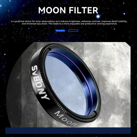 Moon filter from 7 Piece Telescope Eyepiece And Filter Accessory Kit With 1.25 Inch Eyepieces, 2x Barlow Lens, Three Filters And Hard Case