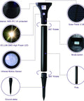 Diagram of Solar Outdoor Lights With Motion Sensor For Yard And Garden Waterproof LED Pathway Lights showing components and features.