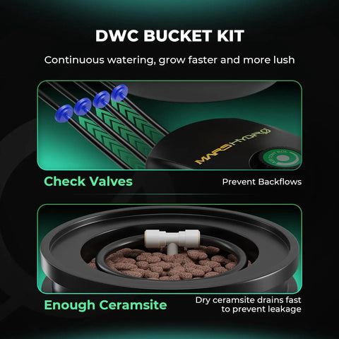 DWC bucket kit with check valves and ceramiste for 5 Gallon DWC Hydroponics Grow System For Dope Indoor Growing Deep Water Culture