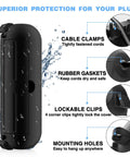Close-up of Three Pack Outdoor Extension Cord Safety Cover with waterproof seal and weatherproof electrical box details.