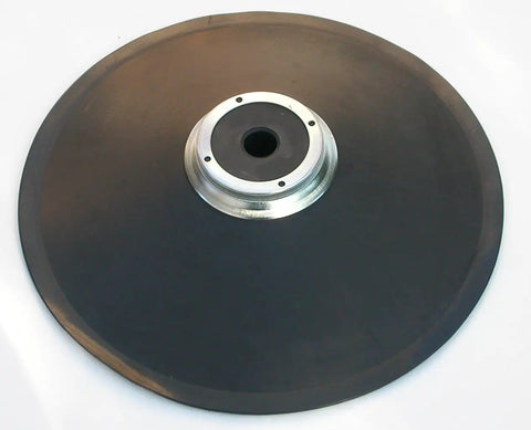 Solid Molded Rubber Grease Follower Plate For 120 Pound Sixteen Gallon Drum With One And A Half Inch Downtube And Fourteen And One Quarter Inch Diameter