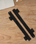 Heavy Duty Keyboard Tray Slide Rail For Computer Desk Runs Slick As Butter With Premium Glide Track Drawer Guide For Daily Typing And Solid Home Office Setup, showing black steel slide rail on wooden desk.