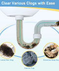 Image showing various clogs in pipes, illustrating the problem 50 Inch Reusable Drain Snake 3 Pack tackles effectively.