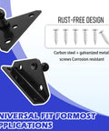 Front view of 4-pack black triangular 10mm ball-stud mounting brackets with screws for heavy-duty gas struts