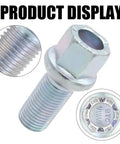 M14x1.5 Wheel Lug Bolts 27mm Shank Ball Seat Chrome 8.8 Grade Alloy Steel 17mm Hex For Wheel Studs Replacement Pack Of 6 Fit Audi Skoda VW Cars Durable Precision Fit Design For Easy Installation And Long Lasting Service, chrome threaded wheel lug bolt close-up